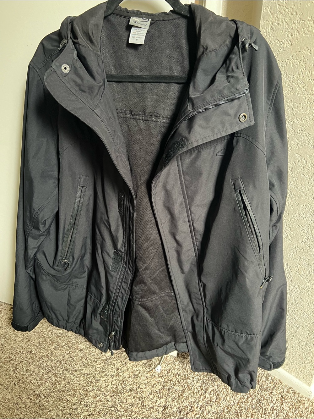 Men's Black Hooded Jacket - Champion